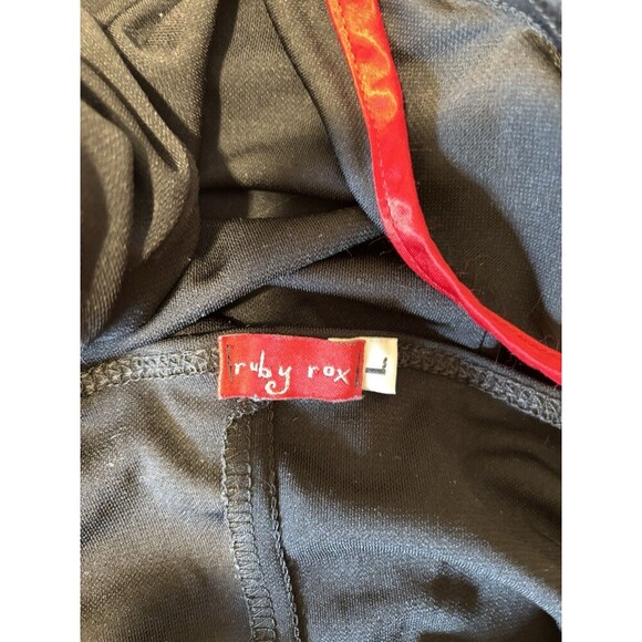 RUBY ROX Vntg Y2K Black Red Ruffle Flamenco Asymmetrical Hem Halter Dress Jr L - Picture 8 of 8